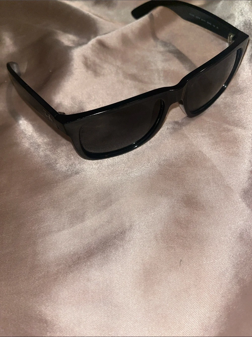 Ray-Ban Black Rectangle Sunglasses with Smoke Lenses